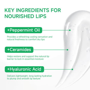 Hydratation longue durée Baume à lèvres à <span class=keywords><strong>la</strong></span> menthe Formule végétalienne avec <span class=keywords><strong>cire</strong></span> de son de riz Gel hydratant pour apaiser l'inconfort Protéger les lèvres gercées - Product Image 2