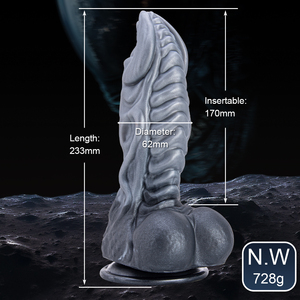 Dildo en silicone noir et gris, doux, de forme étrange, non conventionnelle, avec motifs d'animaux, de monstres et d'extraterrestres, jouet sexuel. - Product Image 2
