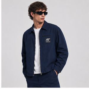 Chaquetas de Mezclilla Bordadas de Algodón de 12 oz, Estilo Casual Vintage, Chaqueta de Trabajo Extra Grande <span class=keywords><strong>para</strong></span> Mecánico, Chaqueta de Trabajo Personalizada <span class=keywords><strong>para</strong></span> Hombre, Color Azul Marino - Product Image 4