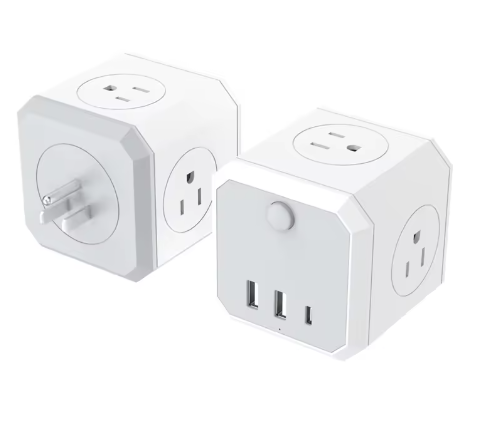 EU Cube Power Socket 4 Outlets 2 Usb 1 Type c with Switch Suitable for Home Office Desk Use