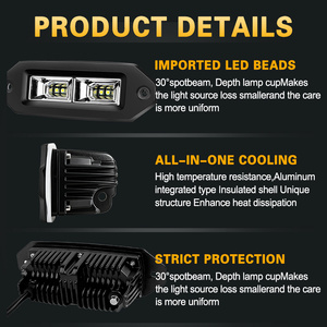 Vente en gros usine : Phare de travail LED à montage encastré, simple rangée, 40W, pour véhicules tout-terrain, voitures, camions, bateaux, SUV, <span class=keywords><strong>4x4</strong></span> - Product Image 4