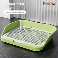 Petora Plateau d'apprentissage de la propreté pour chien avec couvercle rabattable, surface en maille pour garder les pattes au sec et pilier de guidage amovible
