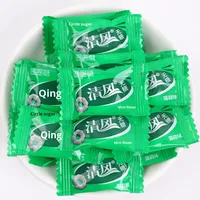 Bonbons à mâcher Qingfeng Mint Drop, emballage en sac de banque, 1 kg, texture semi-molle enrobée de sucre, forme d'anneau, collation décontractée