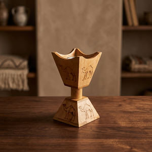 Quemador de Incienso de Madera Tallado a Mano con Forma de Estrella y Patrón de Camello, Soporte Aromático, Decoración de Escritorio - Product Image 3