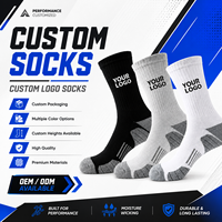 Chaussettes de sport athlétiques mi-mollet pour hommes, respirantes et rembourrées, avec logo personnalisé, en coton tricoté doux, pour la course et l'entraînement