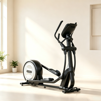 Elliptique pliable à entraînement arrière avec volant d'inertie magnétique de 10 kg, 25 niveaux de résistance réglables, double alimentation, équipement de fitness