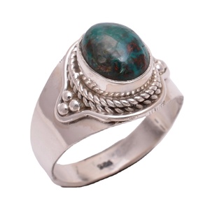 Wholesale Classic Handmade 925 Sterling Silver <b>Rings</b> with Blue Copper <b>Turquoise</b> Gemstone for Engagement Wedding & Party - Product Image 1