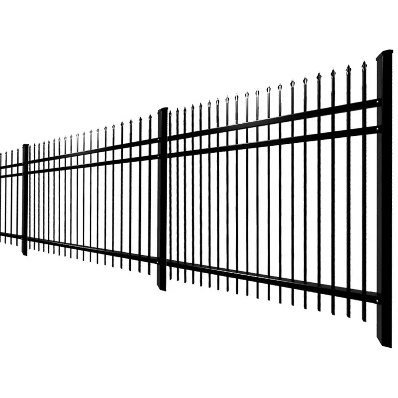 Wholesale Modern Metal Fence Galvanized Picket Wrought Iron Fence Panels Steel Fence