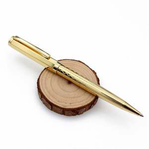 Stylos à bille hexagonaux en laiton de luxe, faits à la main, de haute qualité, en or 24 carats, avec logo personnalisé, corps en cuivre, stylos promotionnels originaux pour entreprises - Product Image 1