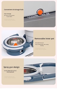 Serpillère multifonctionnelle de haute qualité pour la maison, à essorage mains libres, rotative, pour usage humide et sec, en acier inoxydable, avec essorage sur quatre côtés - Product Image 4