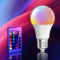 Bande LED avec télécommande, ampoule sept couleurs, base à vis E27, lampe sphérique en aluminium et plastique, lumière d'ambiance RVB colorée à intensité variable