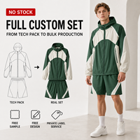 Ensemble survêtement coupe-vent à capuche et short IKDEER personnalisé avec blocs de couleur réfléchissants pour le sport quotidien et le jogging