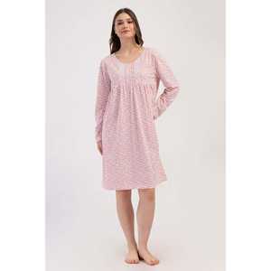 ชุดนอนลายดอกไม้สำหรับผู้หญิงไซส์ใหญ่ แขนยาว ชุดนอนลำลอง สีม่วง - Product Image 1