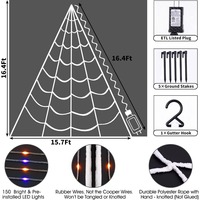 Decoraciones de Halloween, Luces de Telaraña, 455 LED de Color Morado, Telarañas de 16.4 Pies, Telaraña Gigante Iluminada, 8 Modos de Iluminación