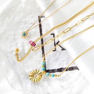 Pendentifs personnalisés en acier inoxydable plaqué or 18 carats avec breloques œil et symbole de l'infini, bijoux coréens, collier tendance - Product Image 1