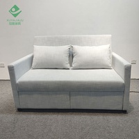 Canapé inclinable à 2 places en lin gris, fauteuil de style chinois pour petit espace
