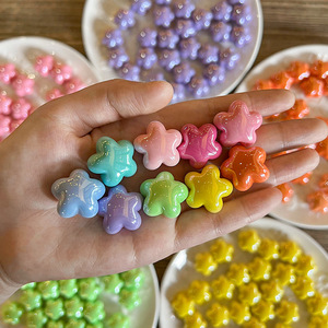 Schmuck zubehör Creme Fünfzackige Stern farbe Halb loch Haar Telefon kette Galvani sierte Acryl perlen - Product Image 1