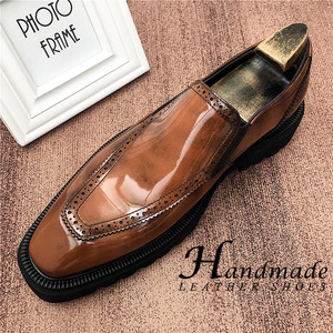 Nuevos zapatos de cuero con suela gruesa y acabado brillante, zapatos de negocios para hombre, cuero genuino - Product Image 3