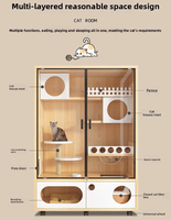 Dongma Cage à chat moderne en bois pour l'été, meuble de chat d'intérieur, espace de circulation libre, structure d'escalade intégrée, maison de chat, villa pour chat