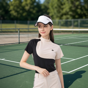 Custom <b>Women's</b> Summer Slim Stretchy Breathable Quick Dry Soft Printed Cotton Spandex 200g Golf T-Shirt Short Sleeve Crew Neck - Product Image 5