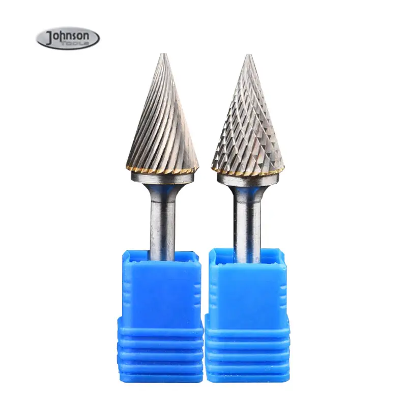 Premium 8Pcs Cone Shape Double Cut Tungsten Steel Carbide Rotary Burrs Set For For Cnc Engraving
