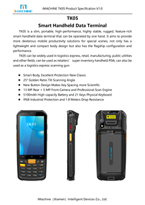 PDA gồ ghề cầm tay dữ liệu Thiết bị đầu cuối kho máy tính di động Palm Hệ điều hành trong kho POS - Product Image 5