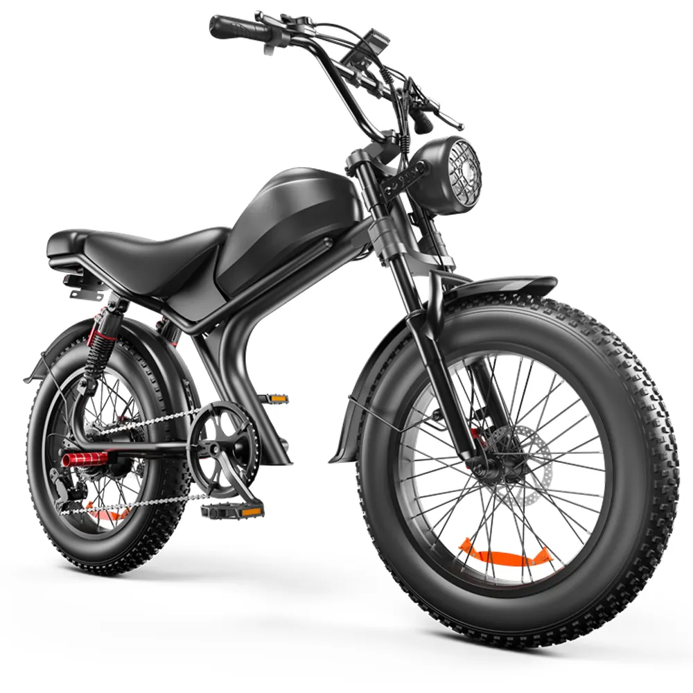 레트로 Fatbike 48V 20AH ebike 영국 창고 전기 자전거 20 인치 1000W 모터 지방 타이어 미국 EU 재고 전기 자전거