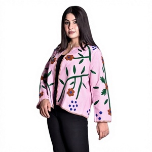 Chaqueta Bomber de Invierno para Mujer, Bordada a Mano, Tejida, Transpirable, Ecológica, de Algodón de Secado Rápido, con Diseño Floral - Product Image 1