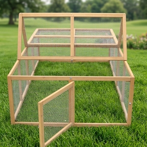 SDR008 Eco-Friendly Luxury Folding Wooden <b>Pet</b> House with Print Pattern for Rabbits All Seasons Outdoor - Product Image 1