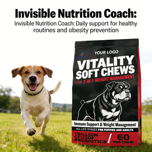 תוסף תזונה רך ללעיסה לניהול משקל כלבים OEM/ODM, מקדם תחושת שובע, מטבוליזם בריא ושריר רזה. - Product Image 3