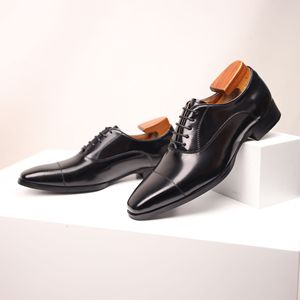 Zapatos Oxford negros con punta en pico y cordones, para todas las estaciones, suela de goma, envío directo - Product Image 3
