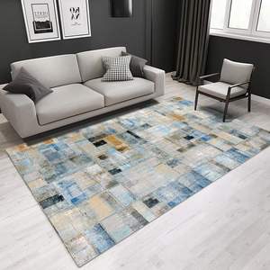 Tapis rectangulaire abstrait Wan Xinlong, antidérapant, style scandinave, pour salon et chambre, en velours cristal imprimé - Product Image 3