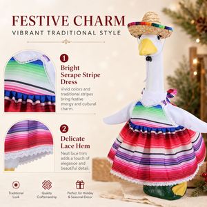 Pink <b>Dress</b> Costume Straw Sombrero Fiesta Porch Goose Clothes Garden Yard Party Decor - Product Image 3