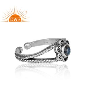 Bague Labradorite de feu indienne Bijoux en pierres précieuses Vente en gros Look antique Bague en argent sterling 925 Collection classique - Product Image 3