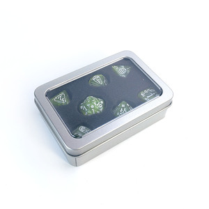 Cửa sổ Bạc hộp thiếc đa diện xúc xắc đặt hộp thiếc cho bảng trò chơi hộp quà tặng với miếng bọt biển - Product Image 5