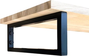 Set of 2 Modern Eco-Friendly Black Metal Floating Shelf <b>Brackets</b> Heavy Load Bearing Wall Mount DIY Support Frame for Bathroom - Product Image 4