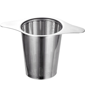 Infuseur à thé réutilisable en acier inoxydable à double poignée, forme conique, filtre pour la préparation du thé - Product Image 3