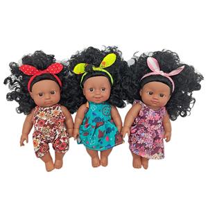 2024 Vente en Gros Usine Kawaii Nouvelle Mode Poupées Noires Afro-Américaines 18cm Poupées Noires <span class=keywords><strong>Reborn</strong></span> Jouet Bébé avec Cheveux Noirs - Product Image 1