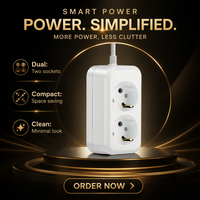 Multiprise industrielle AOTA 2 voies Schuko 16A 250V 2500W, ignifuge PC, certifiée CE, compacte, 2 prises, OEM