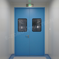 Porte de salle blanche pour laboratoire et hôpital, antistatique, conforme aux normes GMP, en polymère et acier inoxydable, avec double vitrage et fenêtre de visualisation thermique