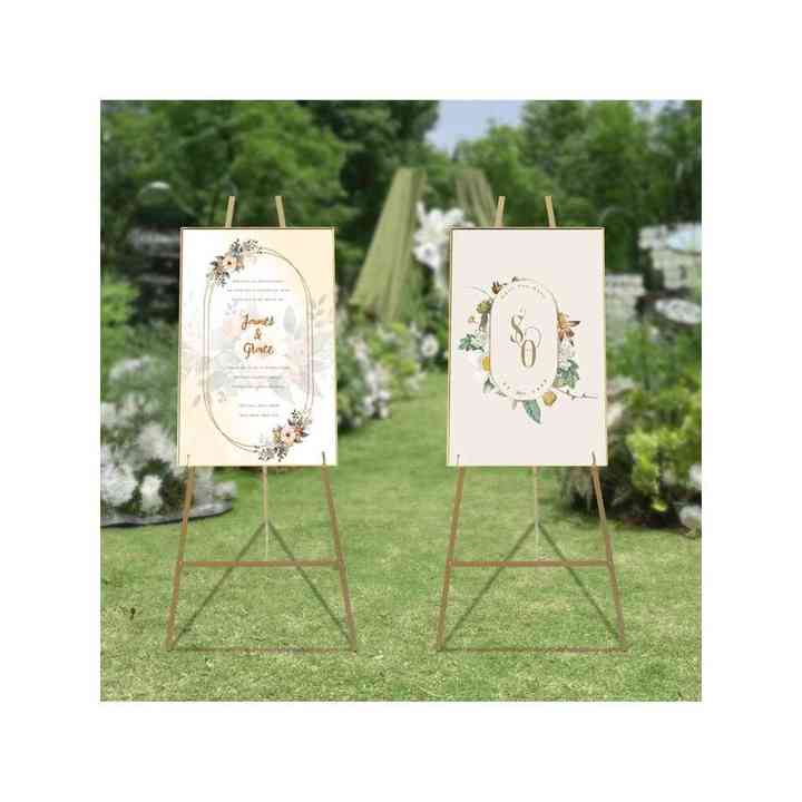 40.95inch Portable Gold Wedding Easel Stand Great for Weddings Exquisite Displays 2pcs Gold Steel Pipe Large Floor Banner Stands