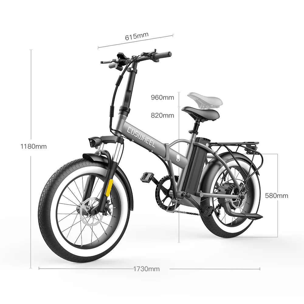 Pneus de bicicleta elétrico chinês coswheel f1, modelo pode personalizar cor preta 20 polegadas 500w bicicletas elétricas