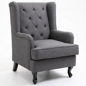 Contemporary Linen Fabric Wingback <strong>Arm</strong> <strong>Chair</strong> with <strong>Rocking</strong> and Stationary Legs - Product Image 3