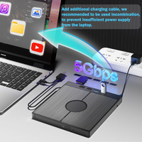 Grabadora de Blu-Ray Externa Portátil 7 en 1 - USB 3.0 y Tipo-C, Compatible con 100GB, Lector de Blu-ray + Lector de Tarjetas SD/TF para Windows, Mac y Linux