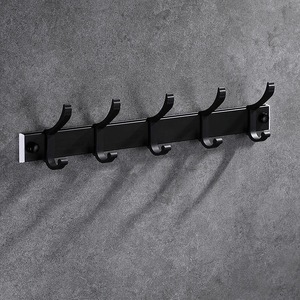 Royal Stan Aluminum Alloy <b>Hooks</b> 5 <b>Hooks</b> Black Adhesive Wall Mount For Kitchen Bathroom Coat Hat Door Use - Product Image 1