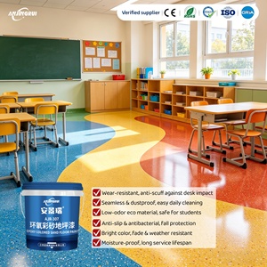 Pintura de Resina Epoxi para Pisos, <span class=keywords><strong>Precio</strong></span> de Fábrica, Duradera, con Arena de Color, Revestimiento <span class=keywords><strong>Decorativo</strong></span> para Interiores, Aulas Escolares y Pasillos - Product Image 1