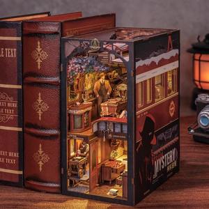 Serre-livres en bois fait main, modèle <span class=keywords><strong>de</strong></span> scène <span class=keywords><strong>de</strong></span> maison miniature DIY, blocs <span class=keywords><strong>de</strong></span> construction à assembler, jouet puzzle en boîte - Product Image 1