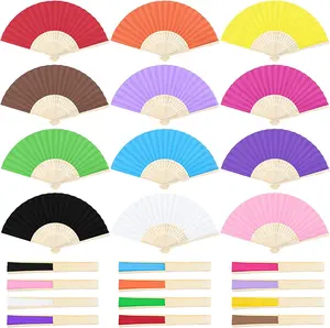 Éventails pliants personnalisés en bambou et tissu, avec logo imprimé sur mesure, pour fêtes, festivals, musique, usage décoratif, souvenir, 2021 - Product Image 2
