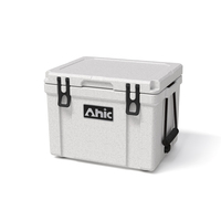 Glacière isotherme 25L pour la pêche et le camping en extérieur, couleur blanc marbré populaire, avec fonctionnalités pratiques, glacière rigide rotomoulée