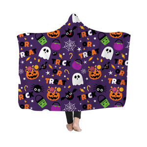 <strong>Dropshipping</strong> Print on Demand Halloween Cloak Hooded Blanket Wearable Fluffy and Plush <strong>Home</strong> <strong>Textiles</strong> Blanket - Product Image 2